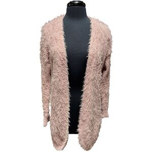 NWOT Moral Fiber Cozy Shaggy Dusty Rose Open Cardigan Sweater Size Large